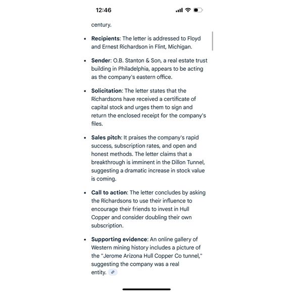 1909 & 1916 Hull Copper Co. Arizona Mining Stock Ephemera – Jerome AZ History - Picture 8 of 10